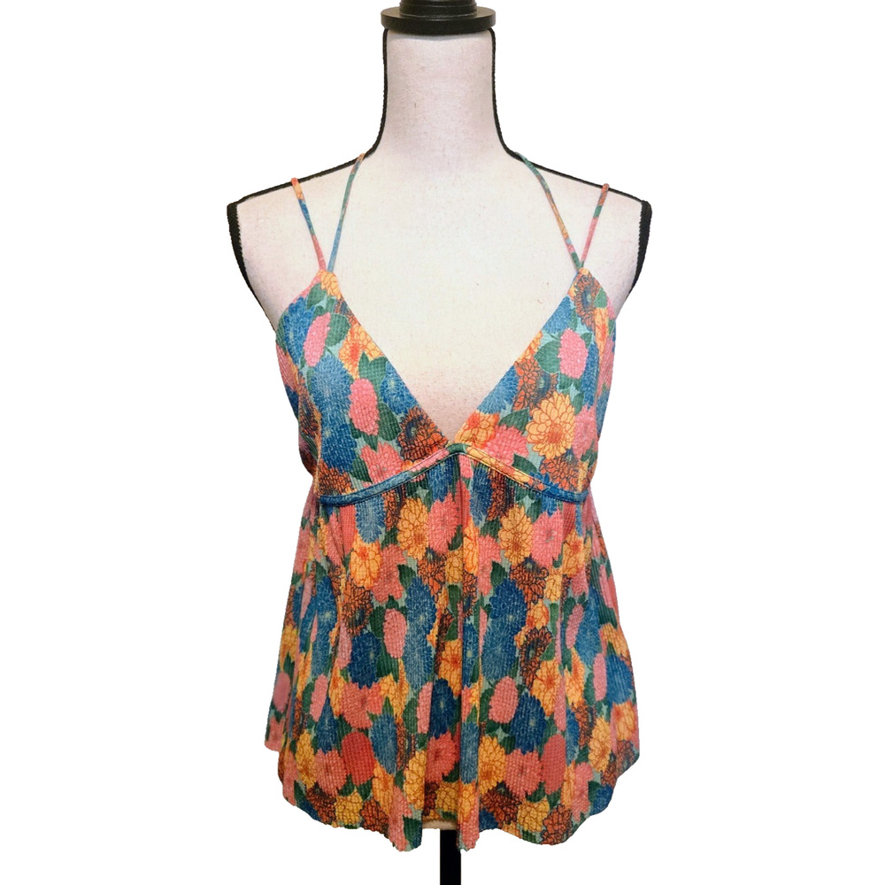 ZARA 2pc Multicolor Summer Floral Pleated Top & Pleated Pants size L - Picture 5 of 16